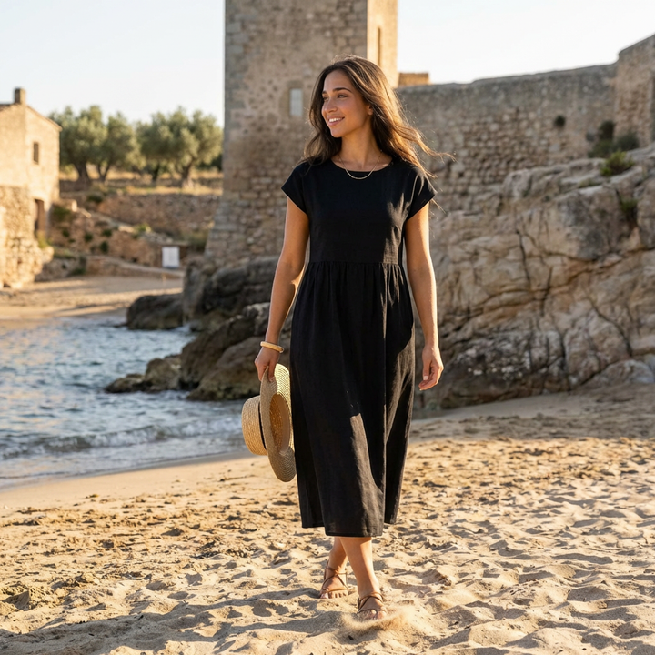 Chira Vestito midi con maniche corte
