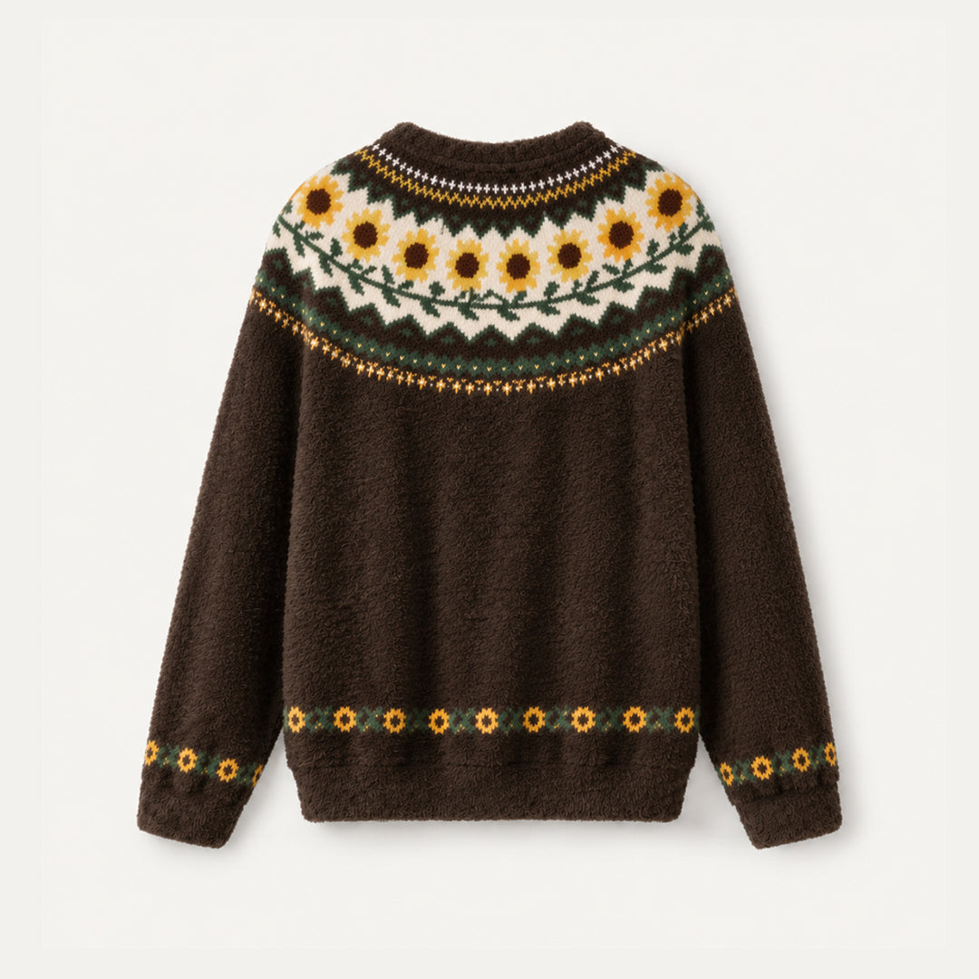 Maglione a girocollo con motivo a girasoli