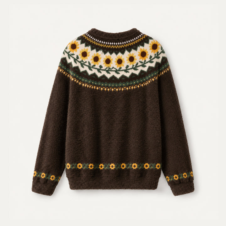 Maglione a girocollo con motivo a girasoli