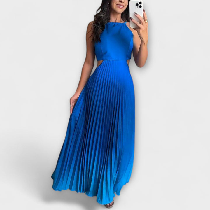 Haven – Vestito Maxi Elegante Senza Schiena con Gradienti e Pieghe Legate