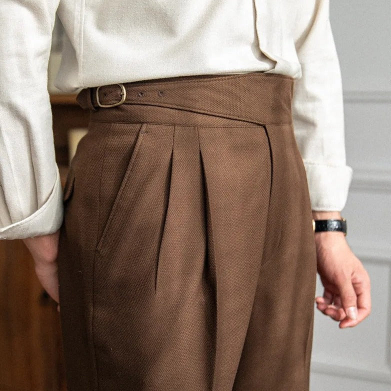 Carlo | Elegante Pantalone Uomo Classico Piega Regolatori Laterali