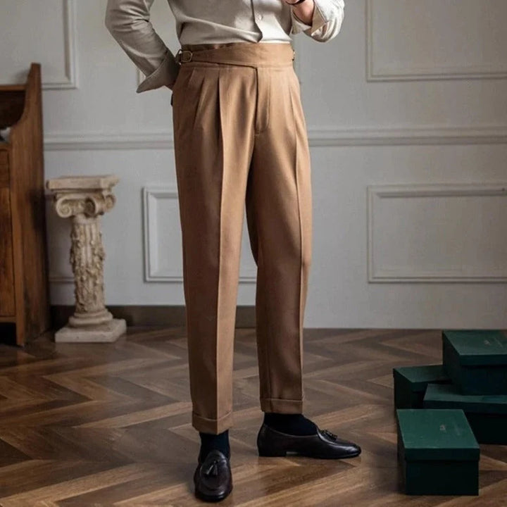 Carlo | Elegante Pantalone Uomo Classico Piega Regolatori Laterali