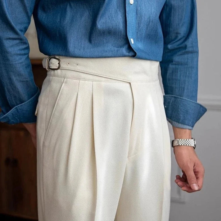 Carlo | Elegante Pantalone Uomo Classico Piega Regolatori Laterali