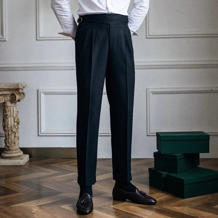 Carlo | Elegante Pantalone Uomo Classico Piega Regolatori Laterali