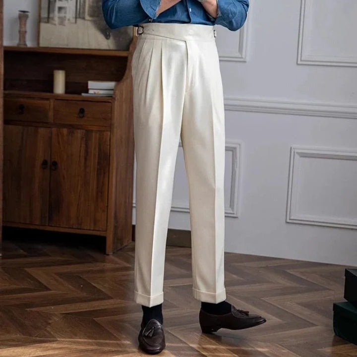 Carlo | Elegante Pantalone Uomo Classico Piega Regolatori Laterali