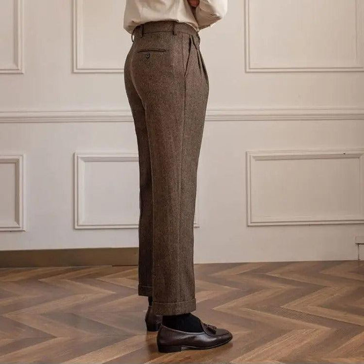 Giovanni | Elegante Pantalone Uomo Vita Alta Doppia Piega Gamba Dritta