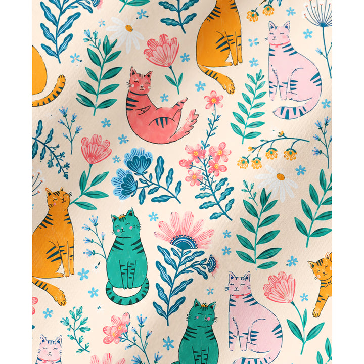 Set di pigiami a maniche lunghe con gatti e fiori di campo da giardino incantato