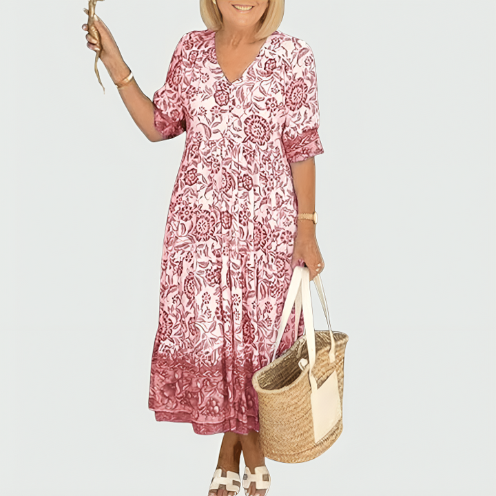 Constance | Abito Midi con Stampa Floreale e Orlo a Strati