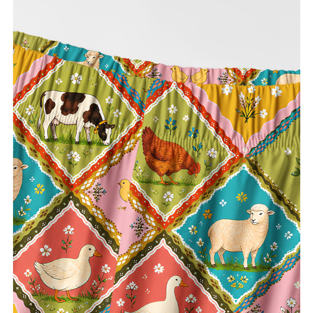 Set di pigiami a maniche lunghe con patchwork di animali della fattoria di campagna