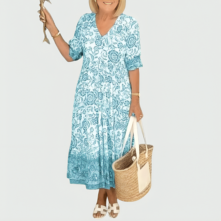 Constance | Abito Midi con Stampa Floreale e Orlo a Strati
