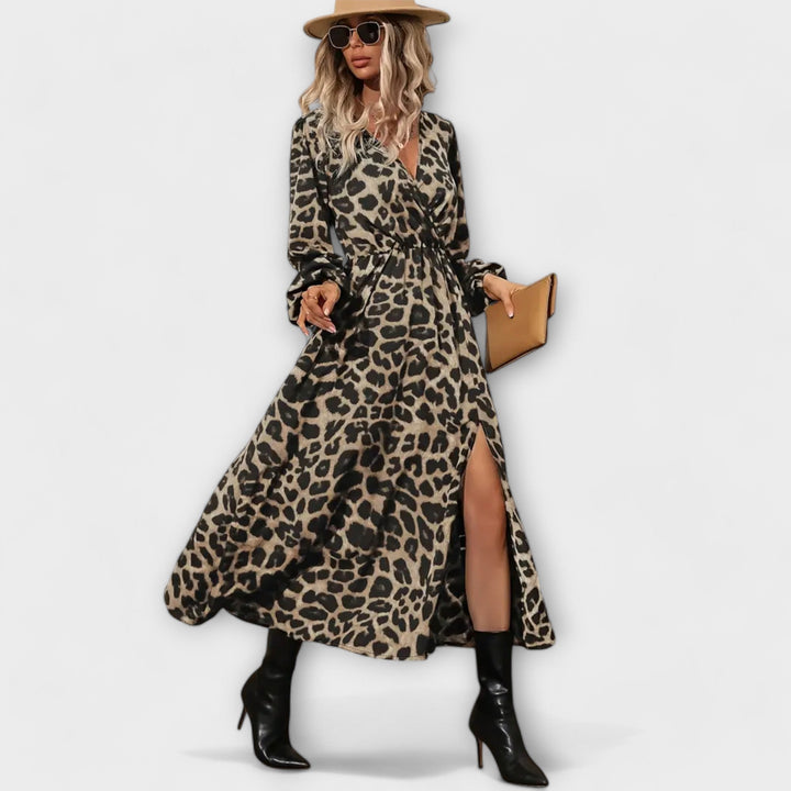 Natalie - Vestito Elegante con Stampa Leopardo