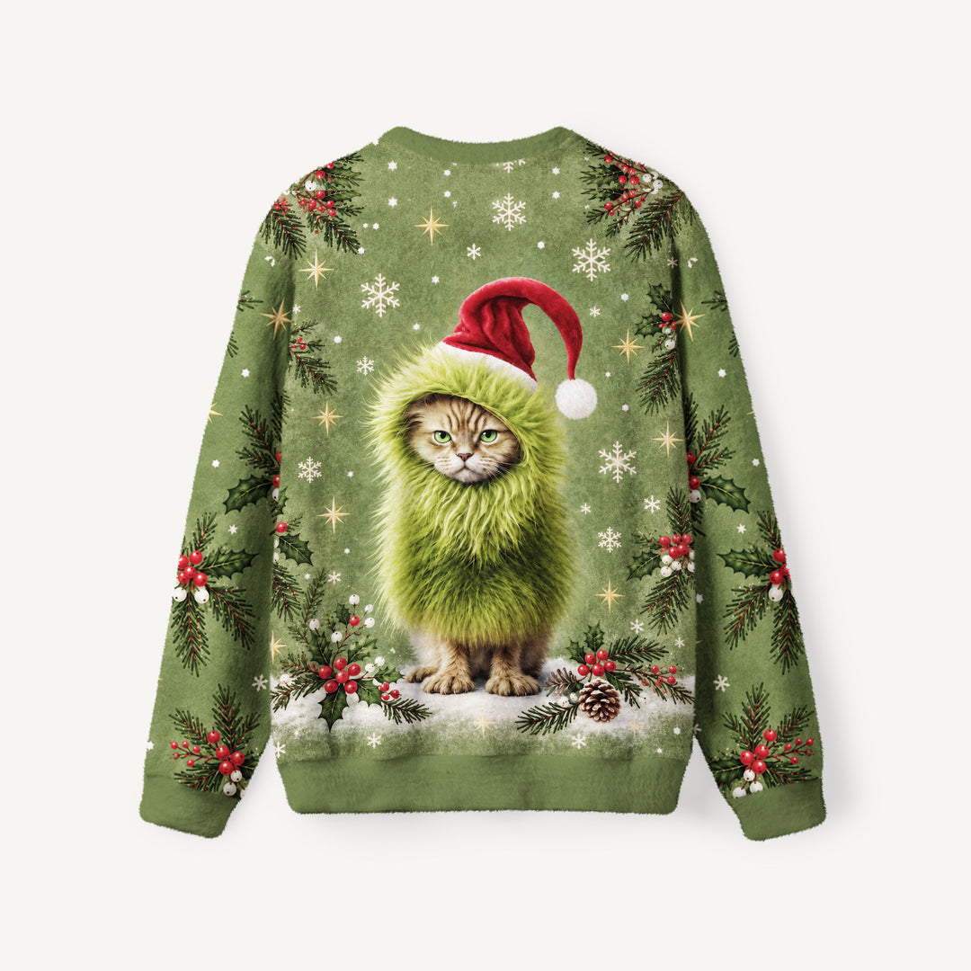 Maglione Natalizio Girocollo con Gatto Birichino