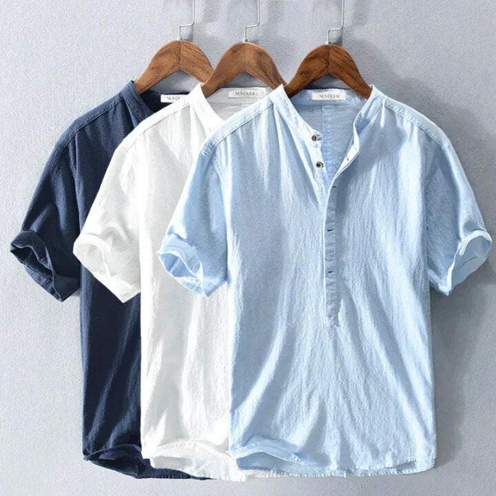 Gaspare | Camicia in lino e cotone, manica corta