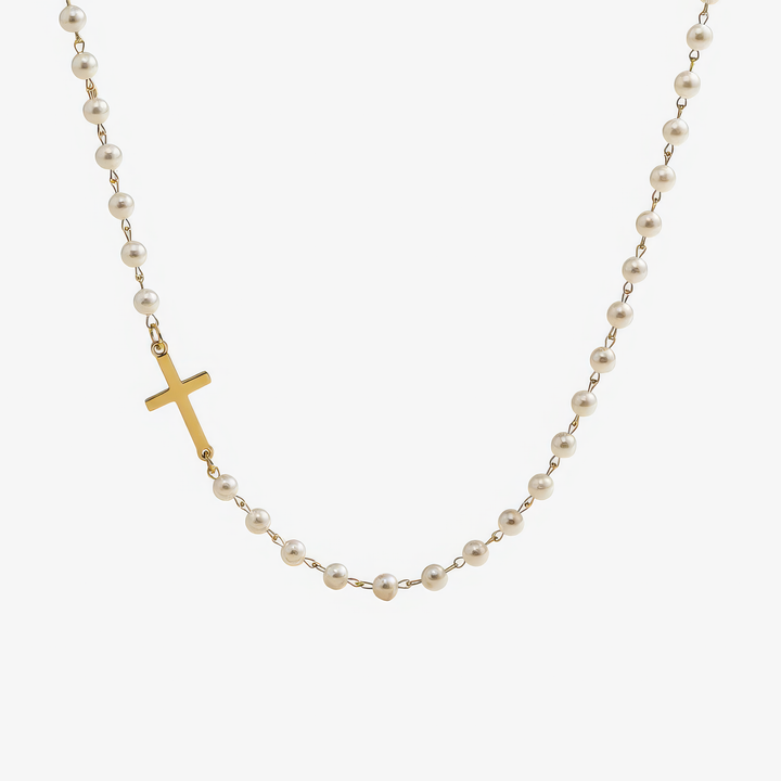 Mirabile™ - Collana a Croce Decorata con Perle d&