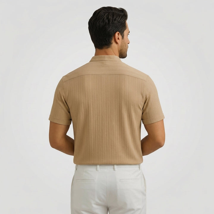 Vittorio | Camicia popover in lino con collo a V