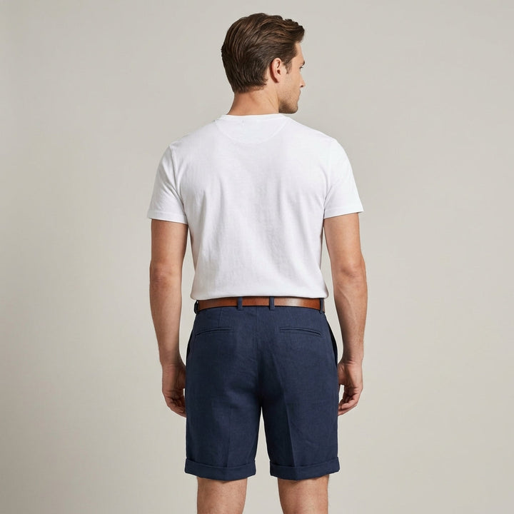 Pantaloncini Uomo Bianchi Classici con Orlo con Risvolto