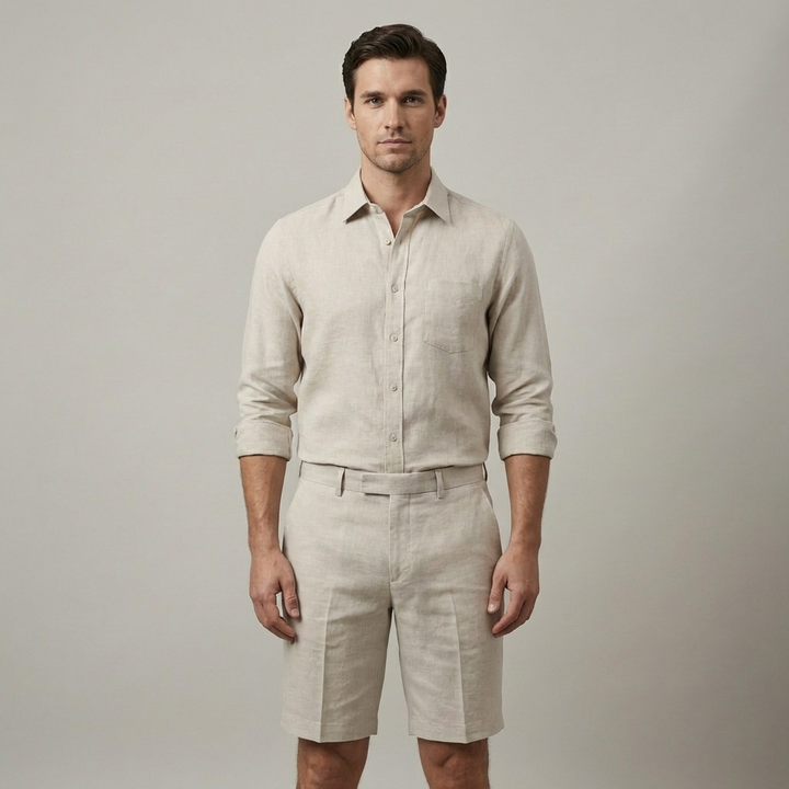 Pantaloncini estivi rilassati in lino da uomo