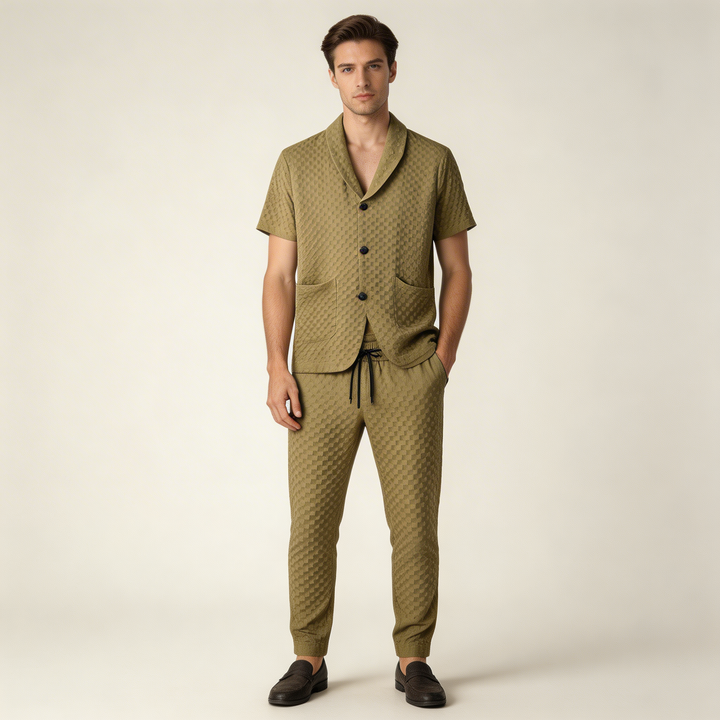 Stefano | Raffinato Completo Estivo Uomo Jacquard Pantaloni