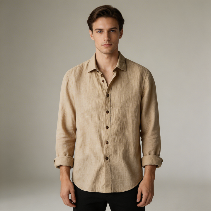 Rocco | Classica camicia vintage in lino, manica lunga
