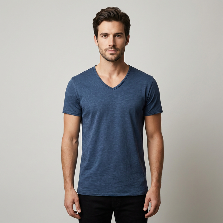 Alessandro - T-shirt elegante uomo cotone scollo v