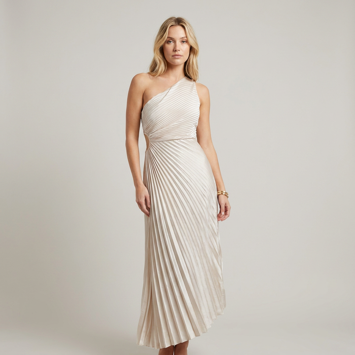Abito Midi Monospalla Elegante Donna Vestito da Cerimonia