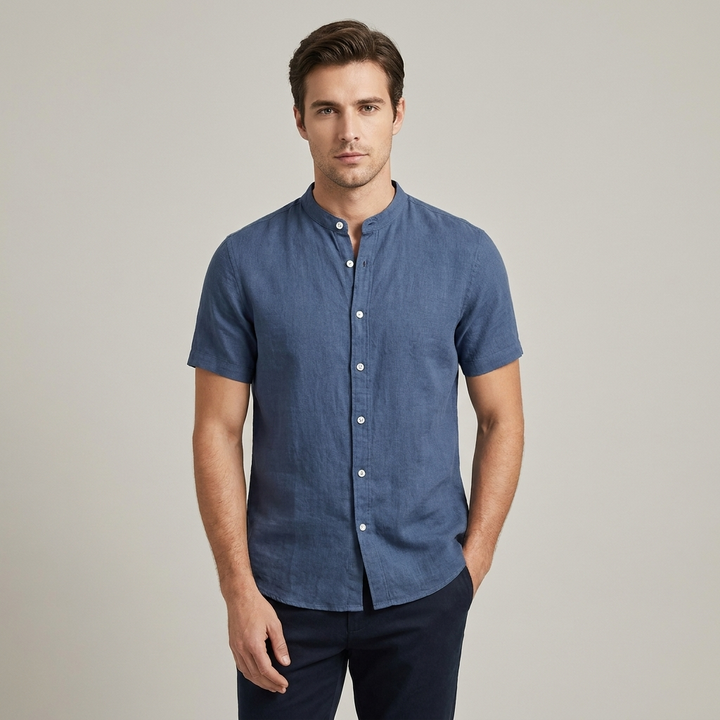 Gaspare | Camicia in lino e cotone, manica corta