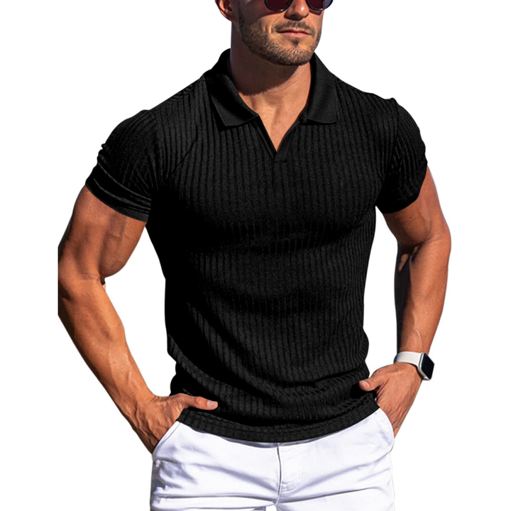Polo Uomo a Maglia con Lavorazione a Coste