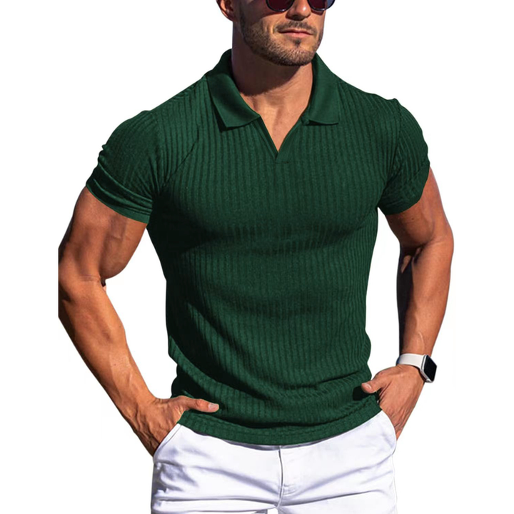 Polo Uomo a Maglia con Lavorazione a Coste