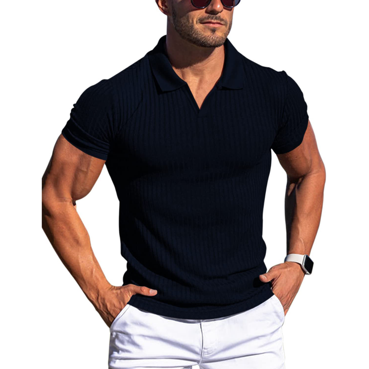Polo Uomo a Maglia con Lavorazione a Coste