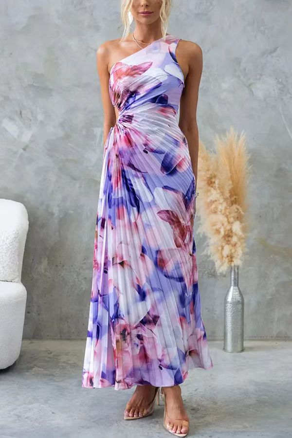 Abito Midi Monospalla Elegante Donna Vestito da Cerimonia