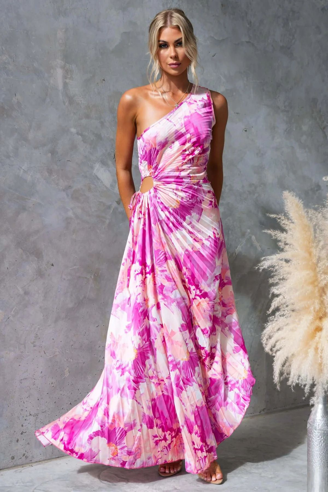 Abito Midi Monospalla Elegante Donna Vestito da Cerimonia