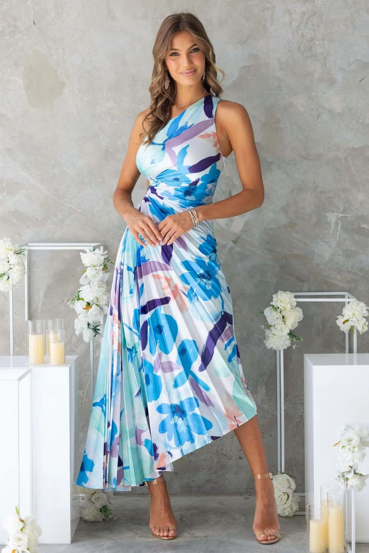 Abito Midi Monospalla Elegante Donna Vestito da Cerimonia