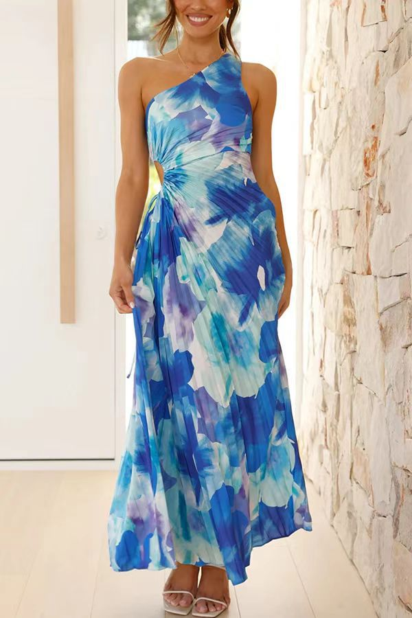 Abito Midi Monospalla Elegante Donna Vestito da Cerimonia