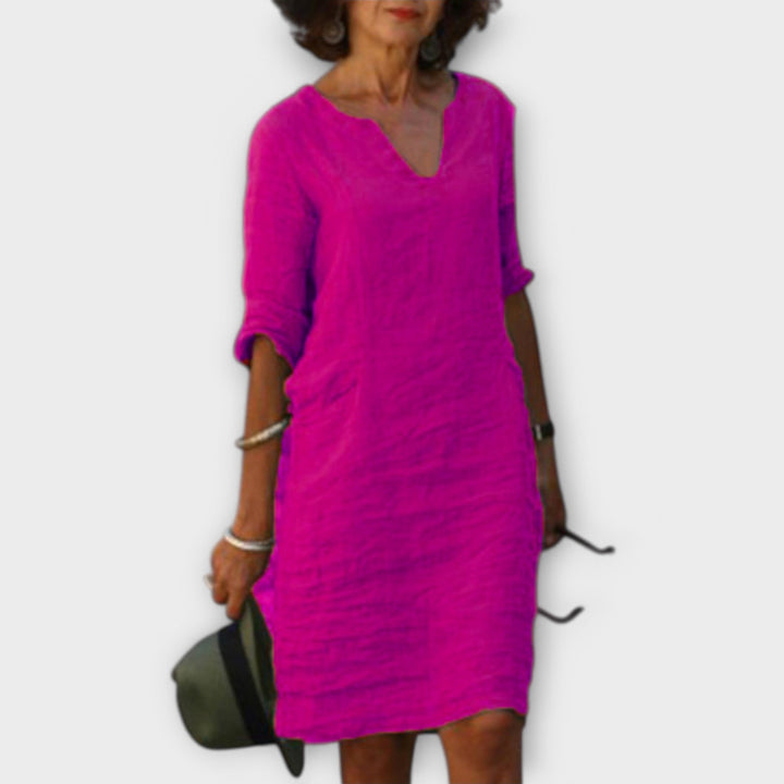 Sandra - Vestito V-Collo Elegante e Confortevole