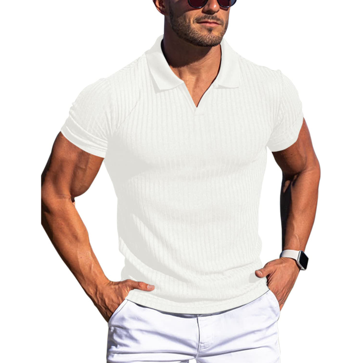Polo Uomo a Maglia con Lavorazione a Coste