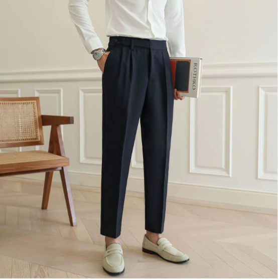 Piero | Elegante Pantalone Uomo Sartoriale Piega Gamba Dritta