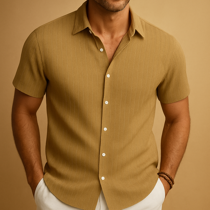 Emanuele | T-shirt slim fit tinta unita con colletto raffinato