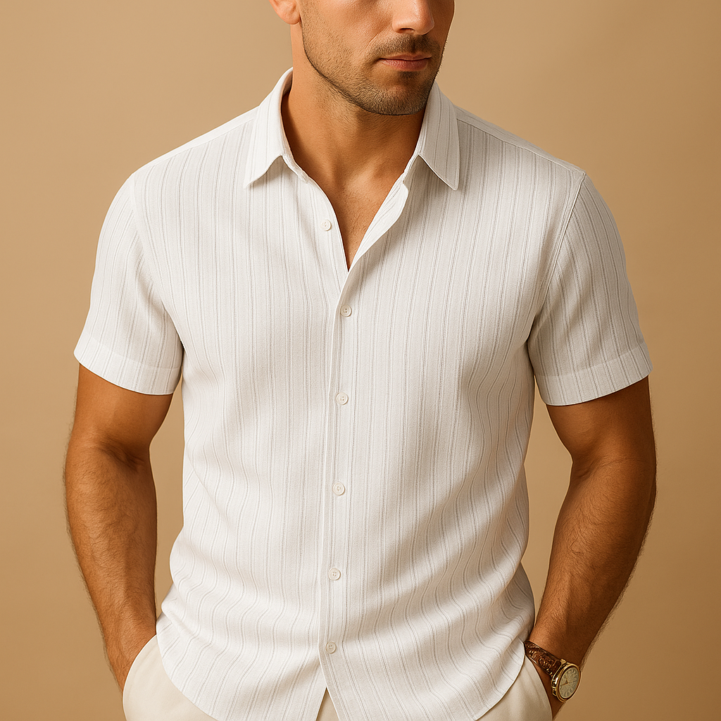 Emanuele | T-shirt slim fit tinta unita con colletto raffinato