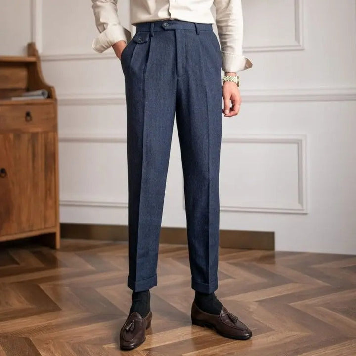 Giovanni | Elegante Pantalone Uomo Vita Alta Doppia Piega Gamba Dritta
