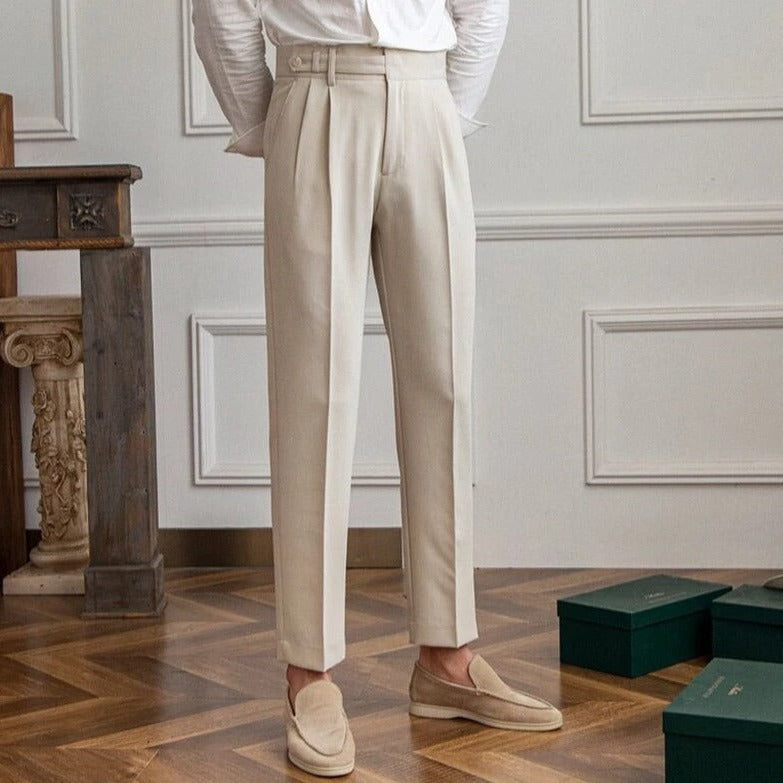 Piero | Elegante Pantalone Uomo Sartoriale Piega Gamba Dritta