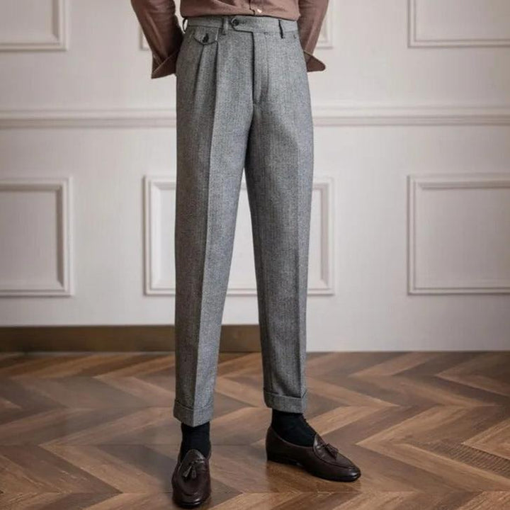 Giovanni | Elegante Pantalone Uomo Vita Alta Doppia Piega Gamba Dritta