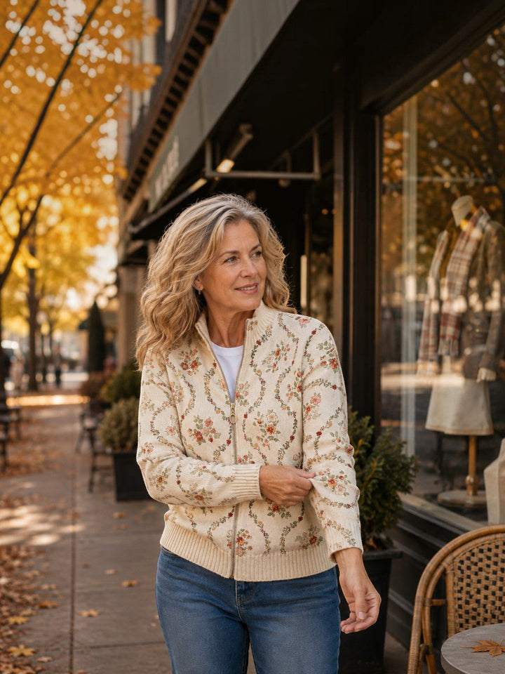 Ingrid™ | Cardigan con delicate trame floreali