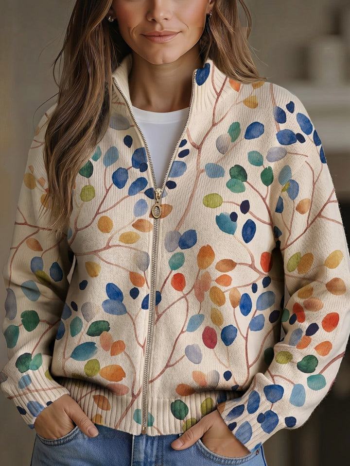 Anja™ | Cardigan con motivo fogliare colorato