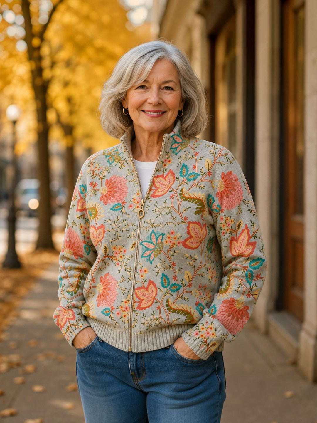 Petra™ | Cardigan con motivo floreale da giardino