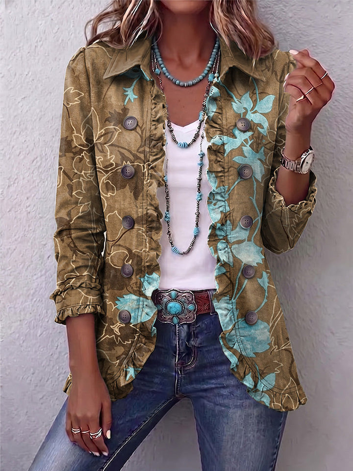 Lidia - Giacca Vintage Floreale a Righe