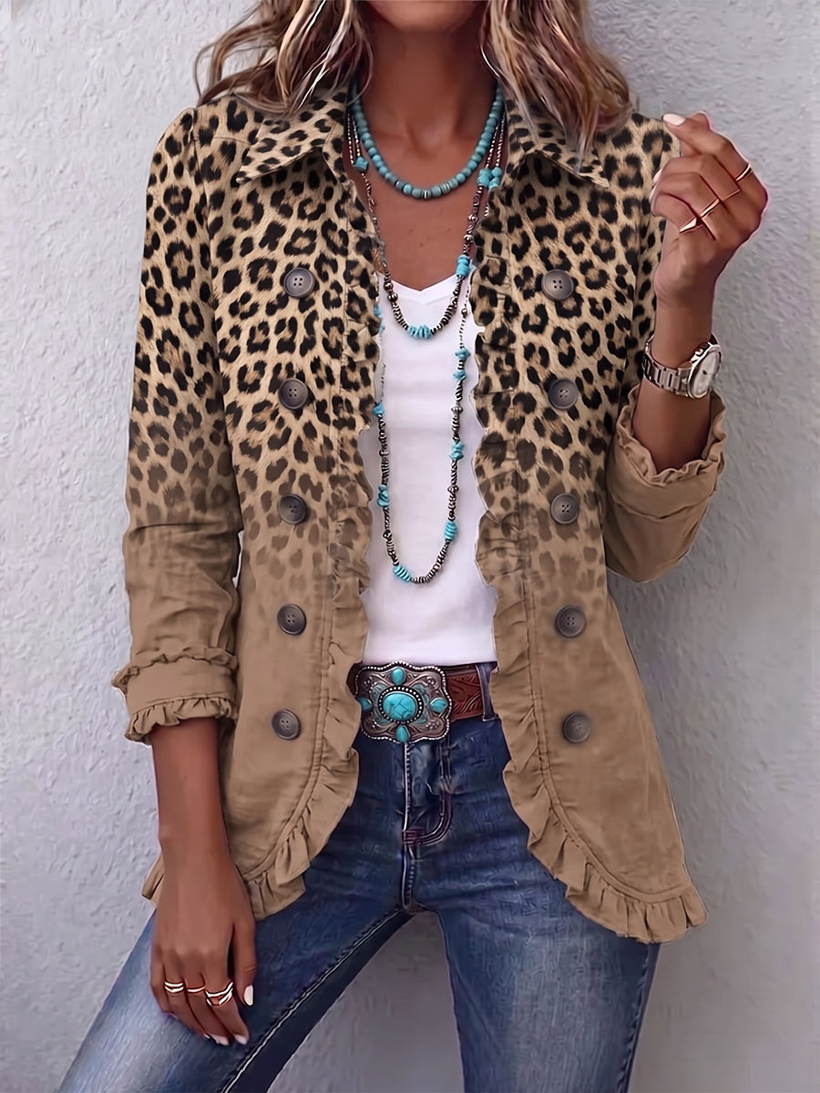 Marzia - Giacca Vintage con Volant e Leopardo Sfumato