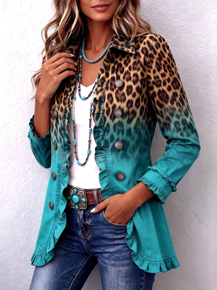 Emma - Blazer con Volant e Stampa Leopardata Sfumata