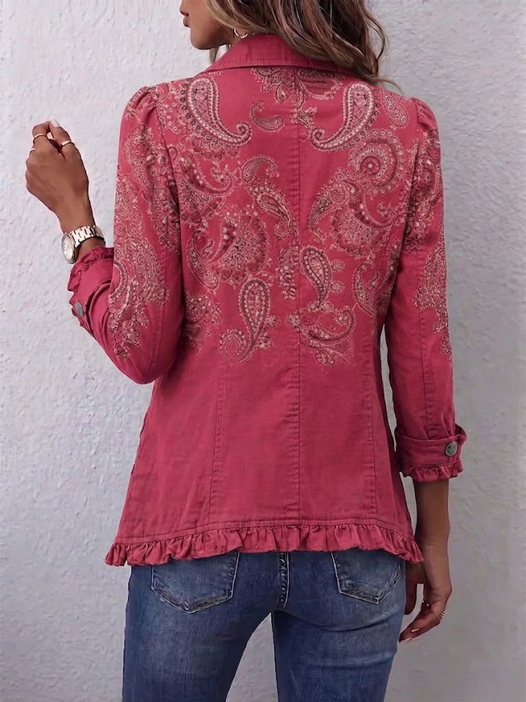 Carmela - Giacca con Volant e Stampa Paisley Vintage