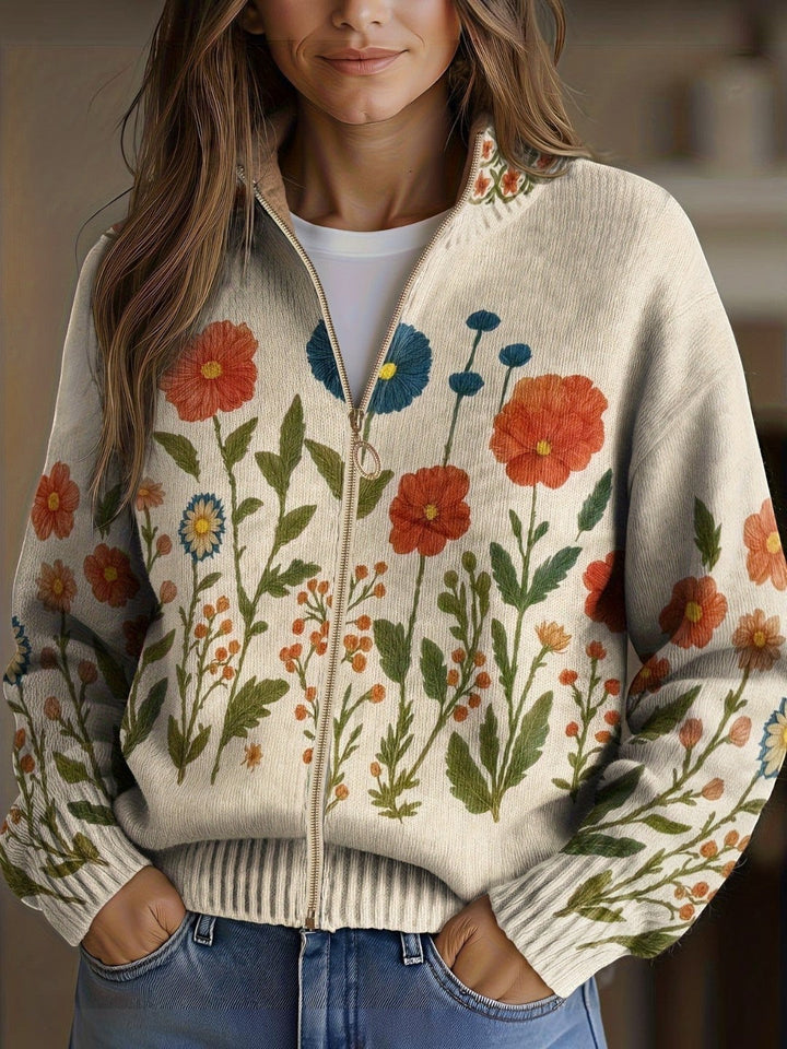 Andrea™ | Cardigan con motivo di fiori selvatici
