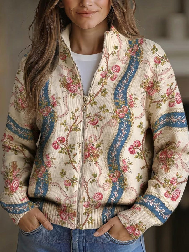 Sabine™ | Cardigan con motivo di rose rampicanti
